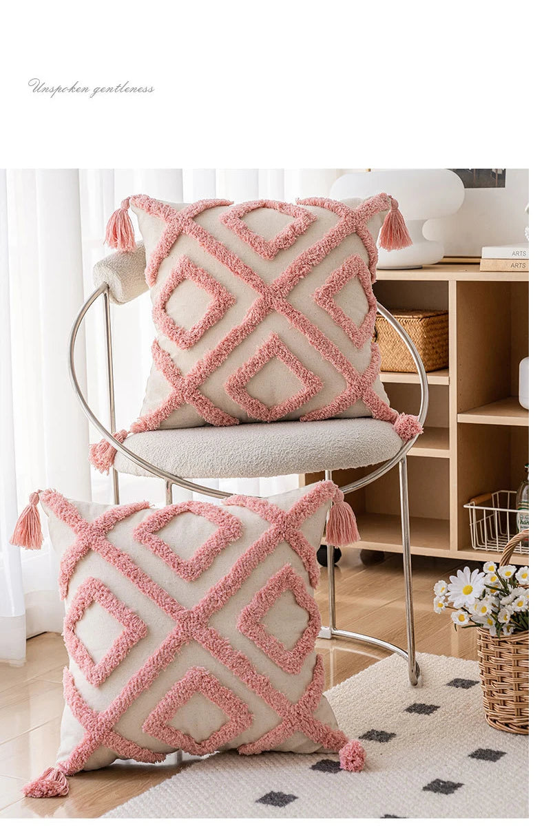 Nordic Pink Valentine's Day Pillow Cover