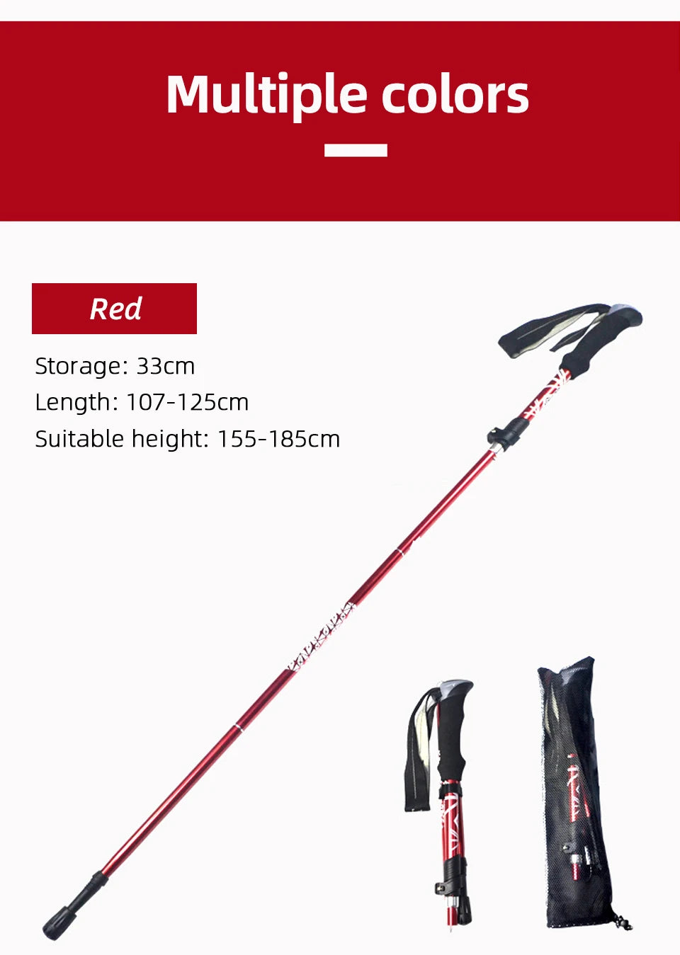 5 Section Foldable Trekking Pole Portable Hiking & Walking Stick