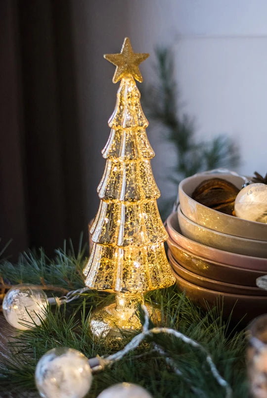 Glass Christmas Tree Lighted Decor