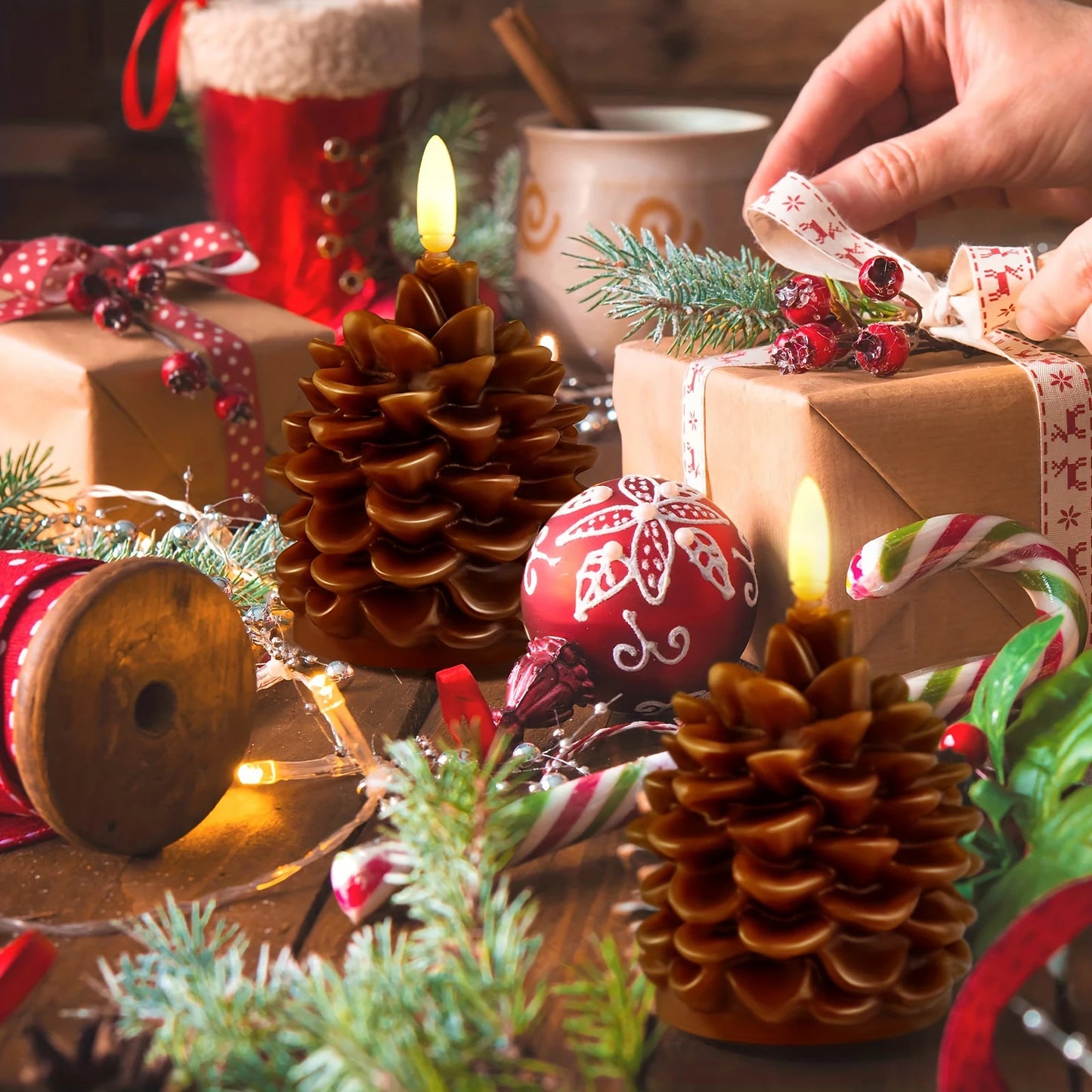 LED Flameless Pinecone Candle