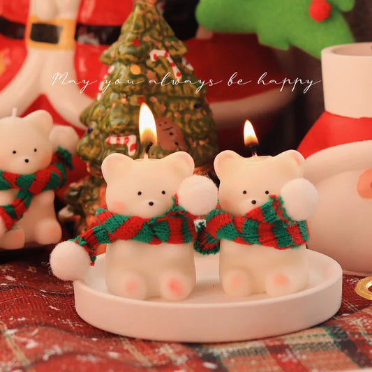 Cute Christmas Bear Candle