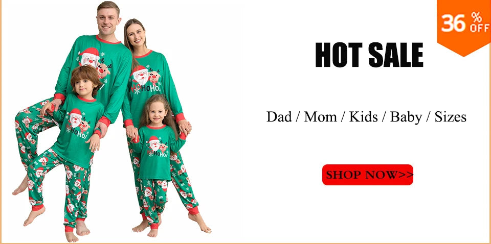 Black and Red Santa Christmas Family Matching Pajama Set