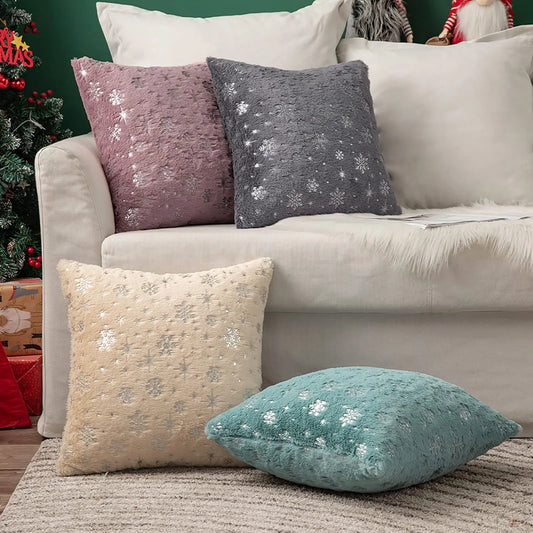 Plush Snowflake Pillow Cover