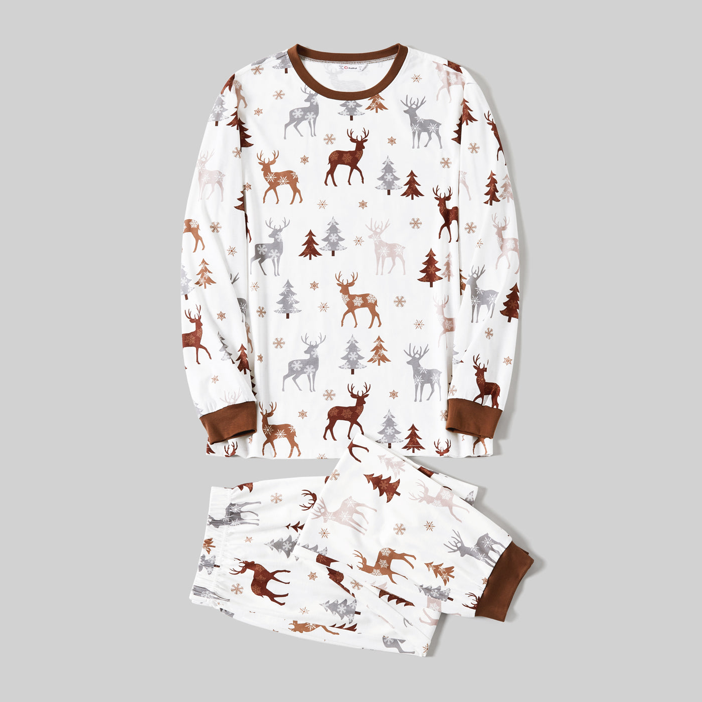 Neutral Reindeer & Trees Print Family Christmas Pajamas