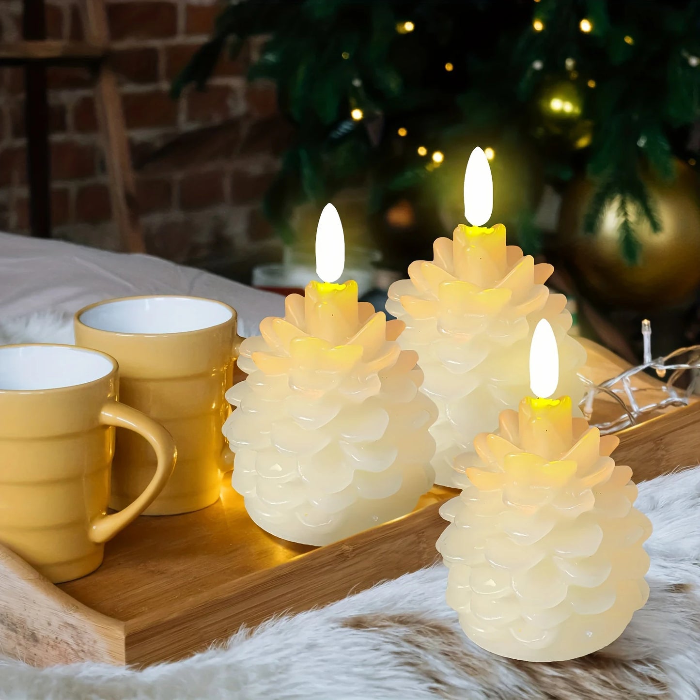 LED Flameless Pinecone Candle