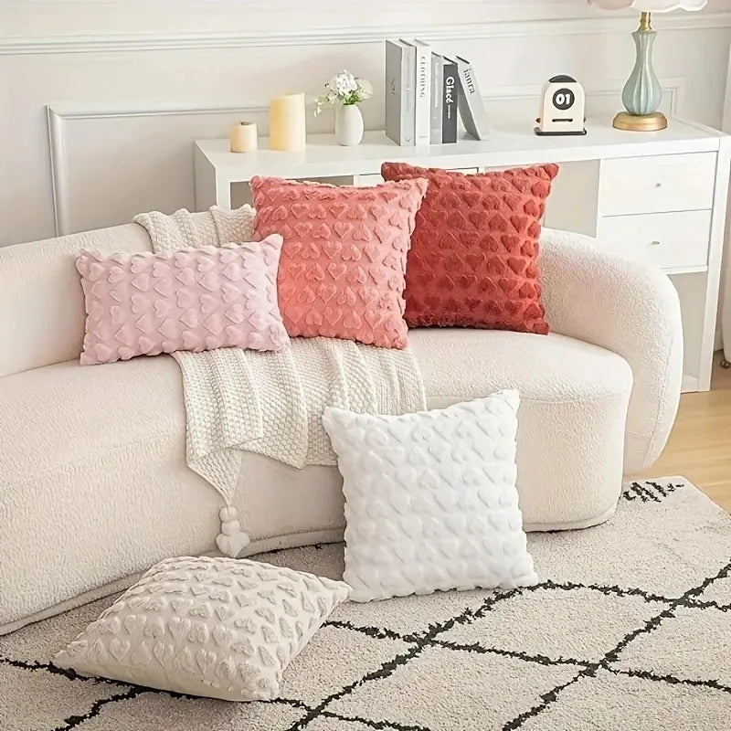 Love Heart Plush Pillow Cover