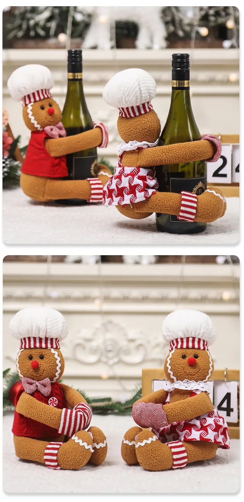 Christmas decoration supplies couple gingerbread man doll wine bottle hug wine bottle sleeve creative wine bottle decoration