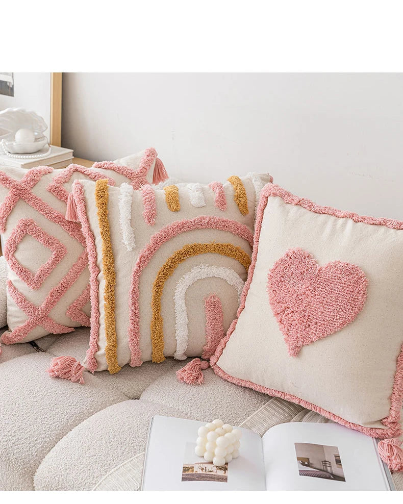 Nordic Pink Valentine's Day Pillow Cover