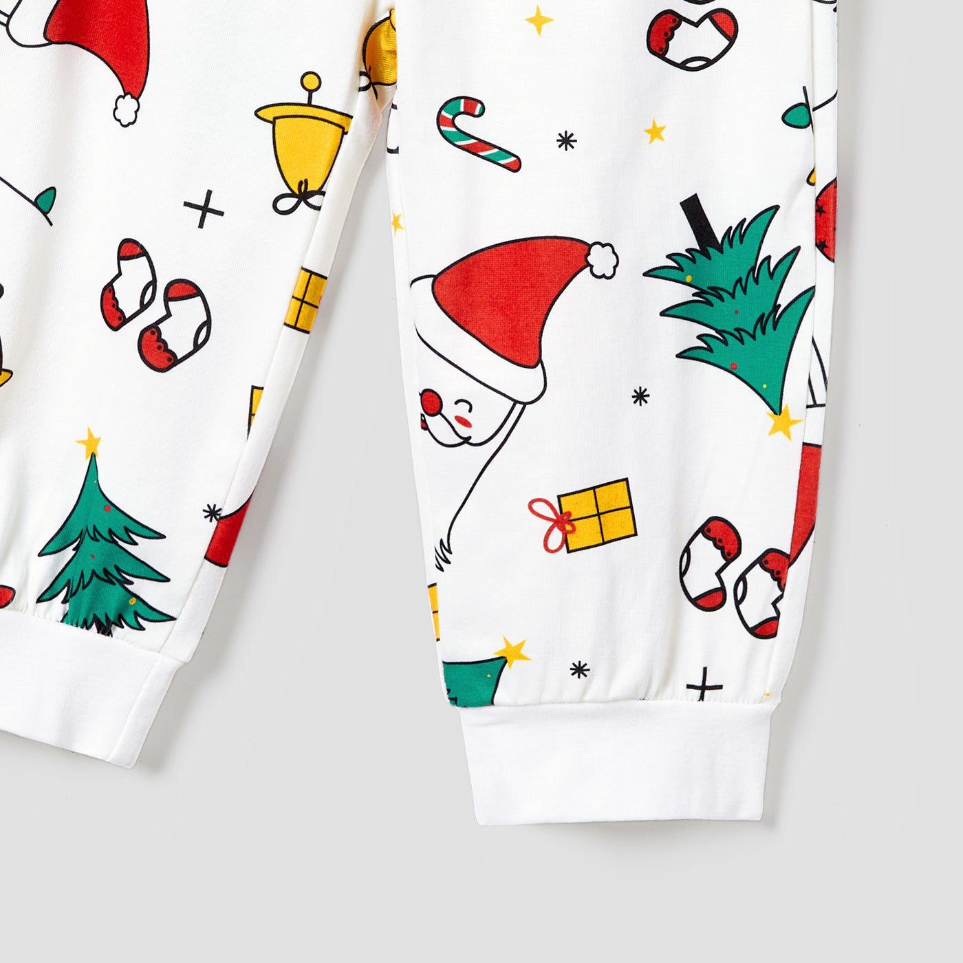 White Santa & Trees Family Matching Christmas Pajama Set