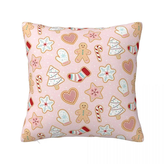 Gingerbread Pillow Cover- Pastel Pink