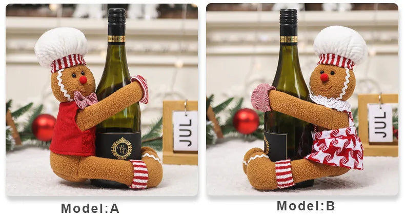 Christmas decoration supplies couple gingerbread man doll wine bottle hug wine bottle sleeve creative wine bottle decoration