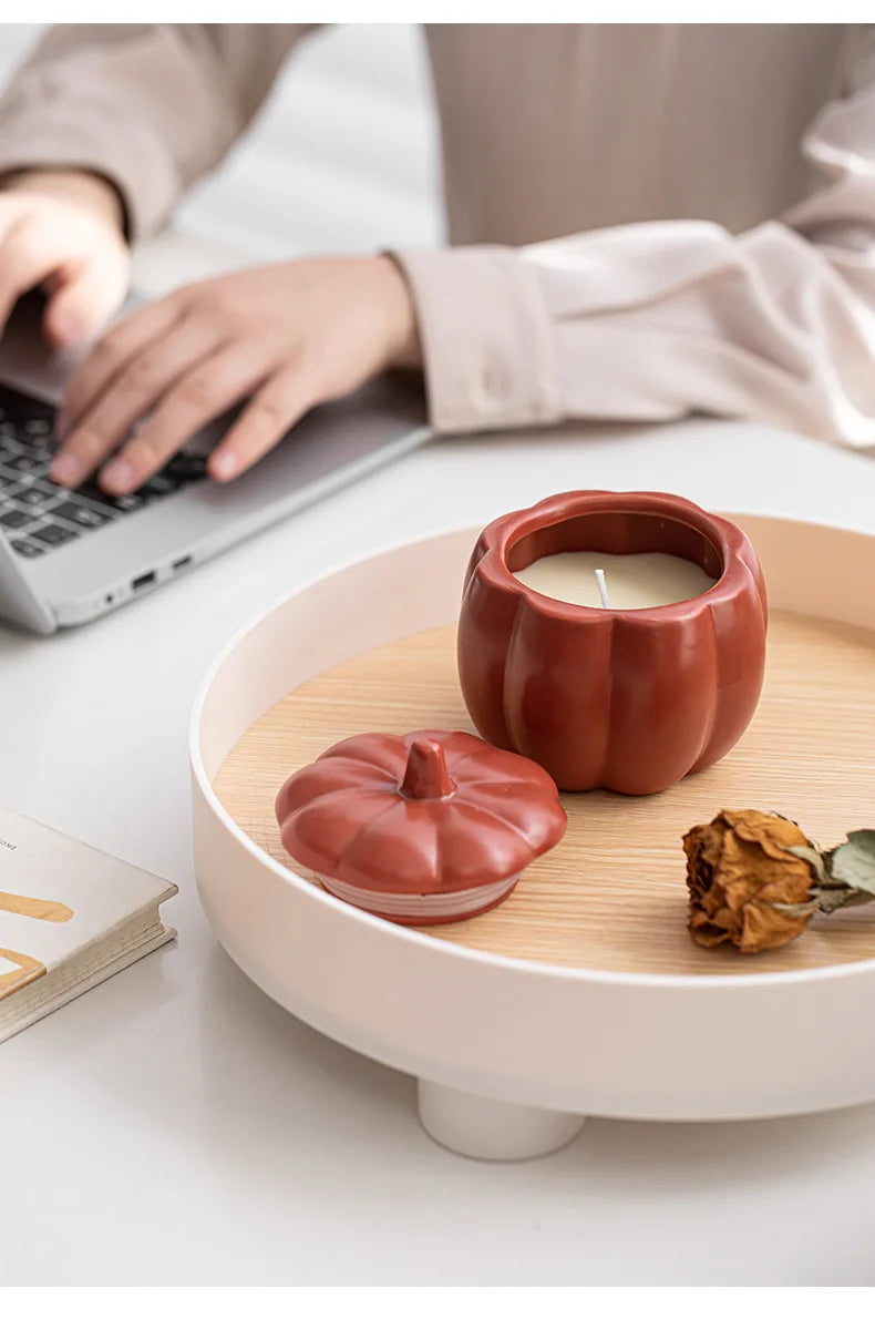 Ceramic Pumpkin Candle Cups