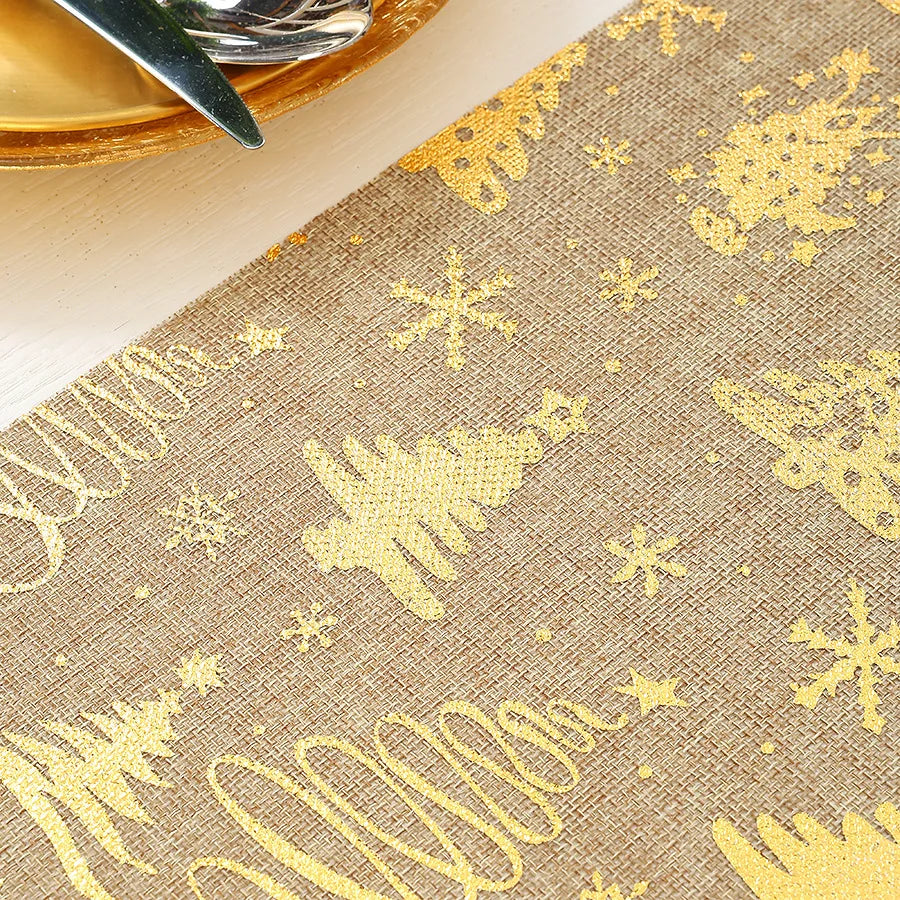 Gold Glitter Christmas Tree Table Runner