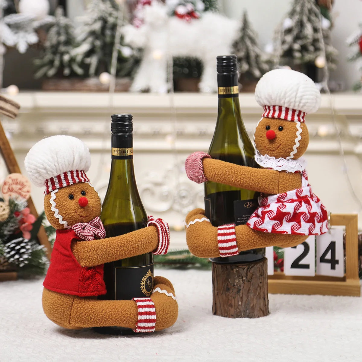 Christmas decoration supplies couple gingerbread man doll wine bottle hug wine bottle sleeve creative wine bottle decoration