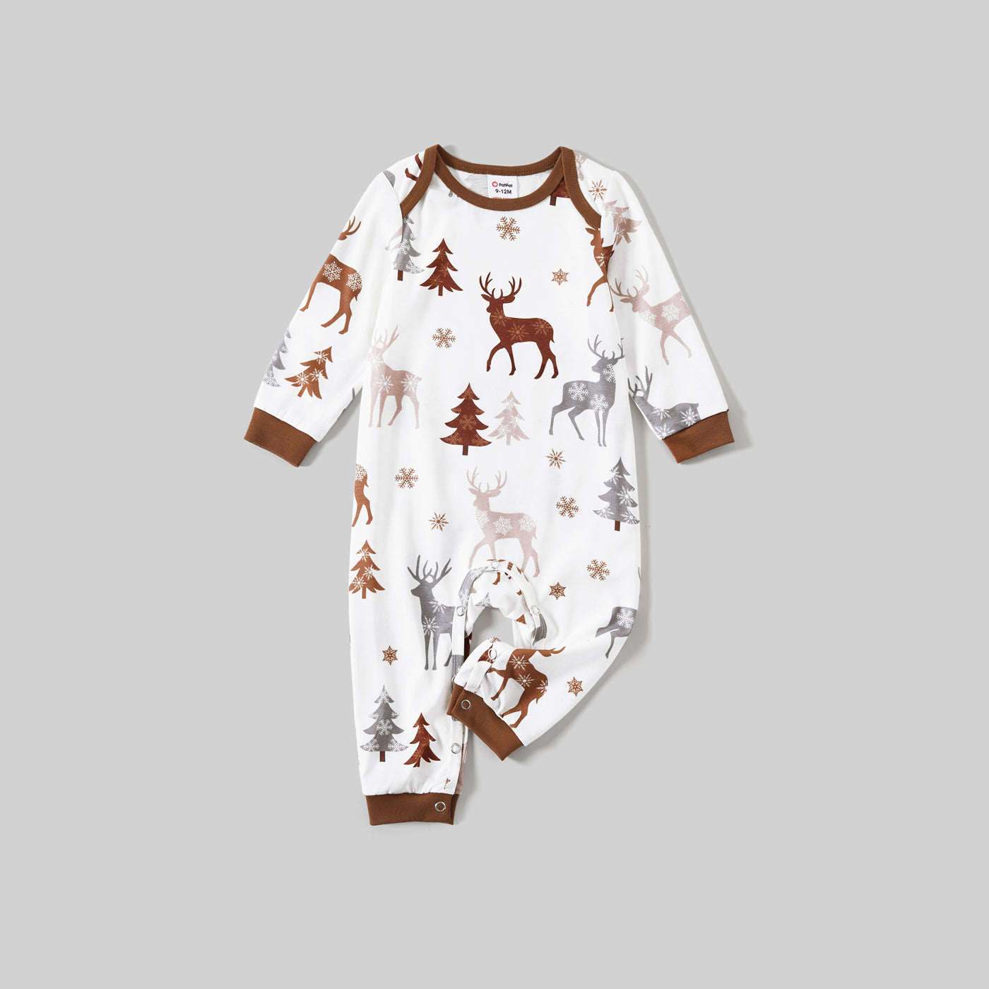 Neutral Reindeer & Trees Print Family Christmas Pajamas