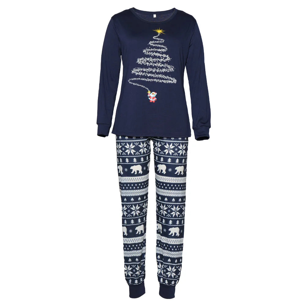 Red or Navy and White Christmas Tree Family Pajama Set