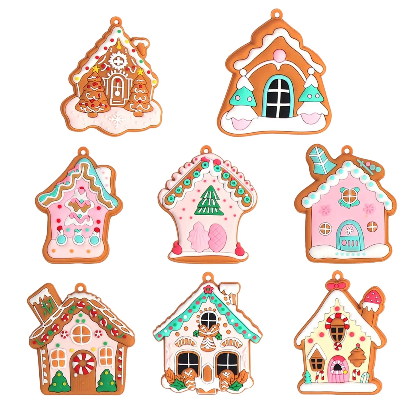 Gingerbread People or Houses Tree Ornament Set