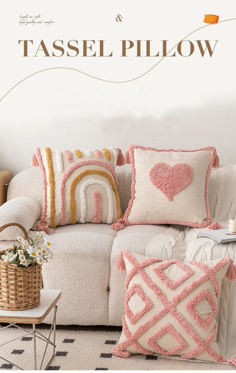 Nordic Pink Valentine's Day Pillow Cover