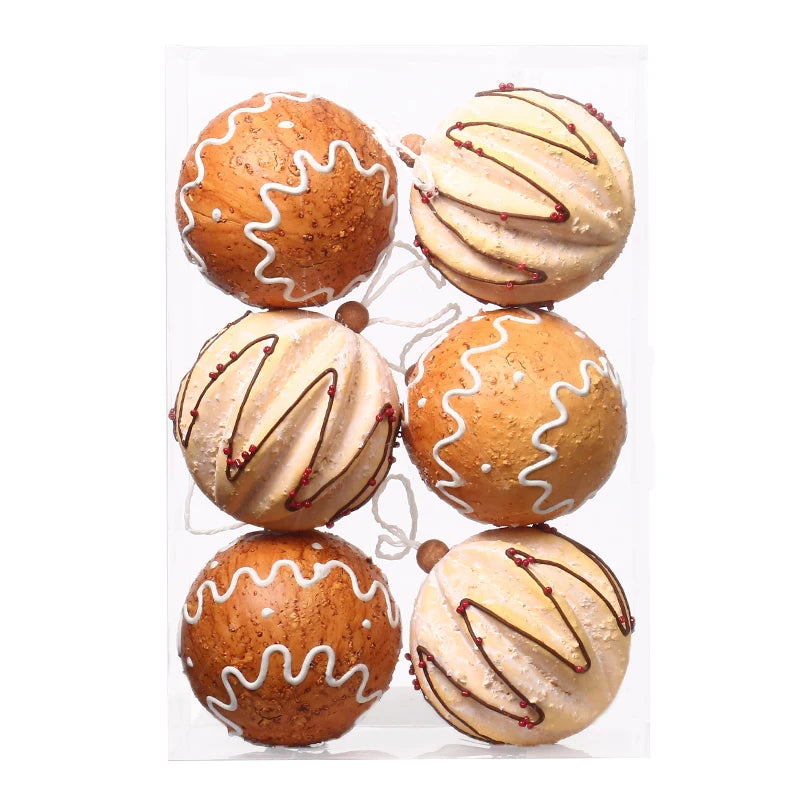 Gingerbread Man Christmas Ball Ornament Set of 6