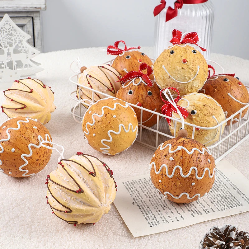 Gingerbread Man Christmas Ball Ornament Set of 6