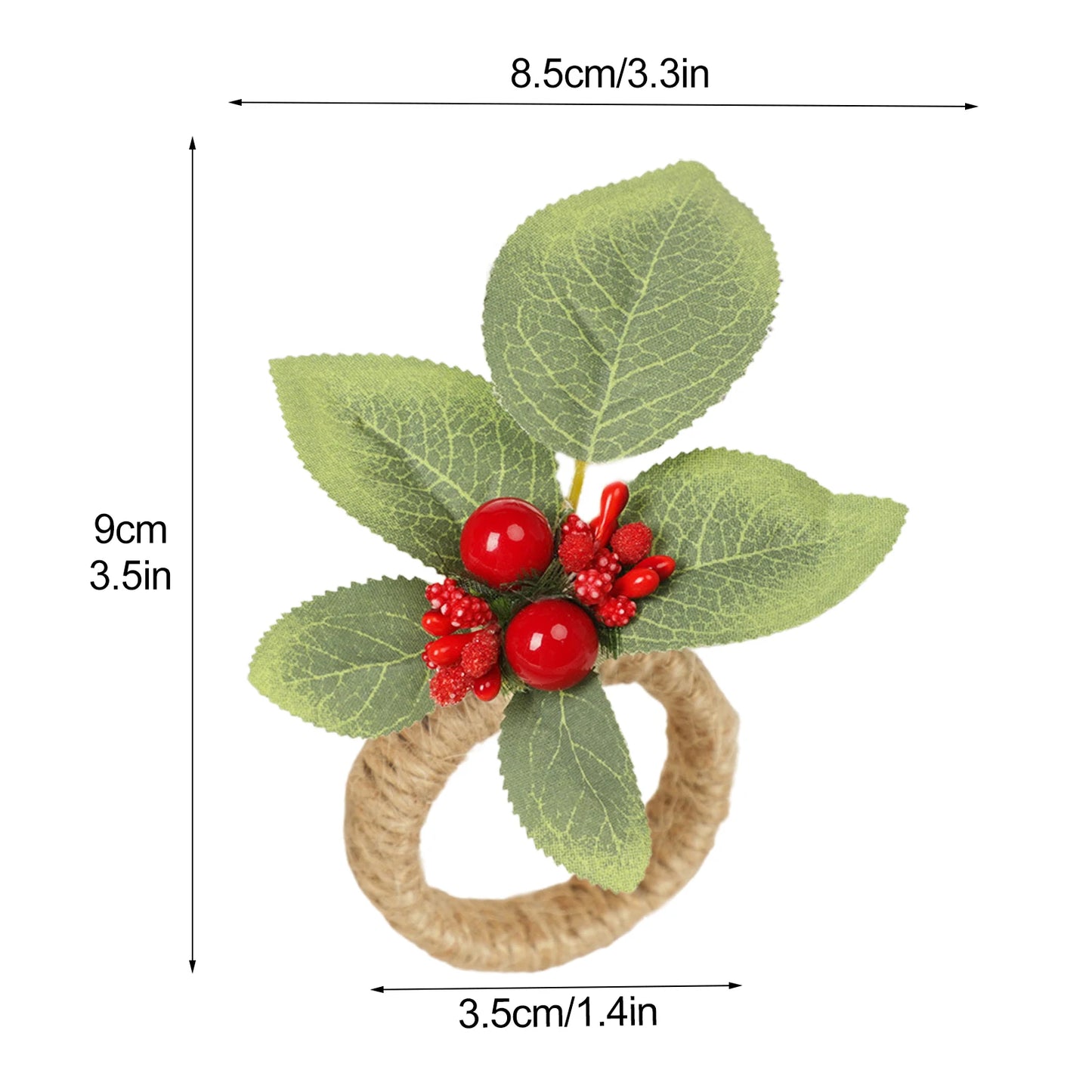 Napkin Rings- Christmas Holly Berries & Pinecones