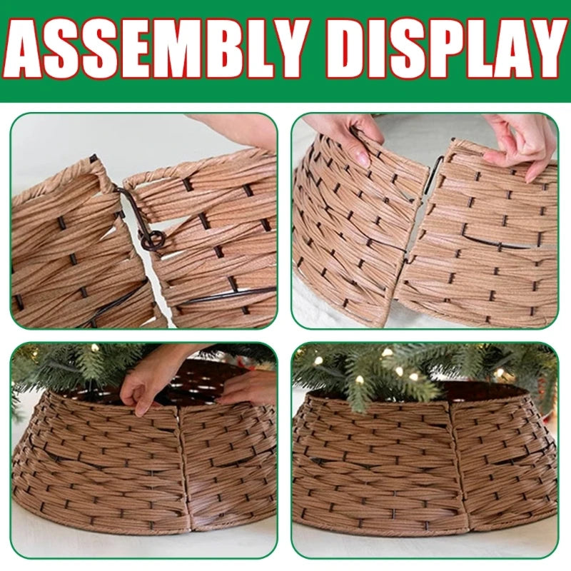 Christmas Tree Base Cover- Adjustable Rattan