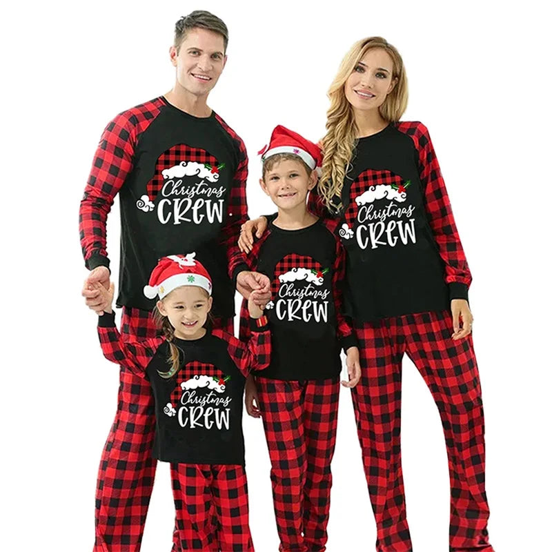 Black and Red Family Matching Christmas Pajama Set