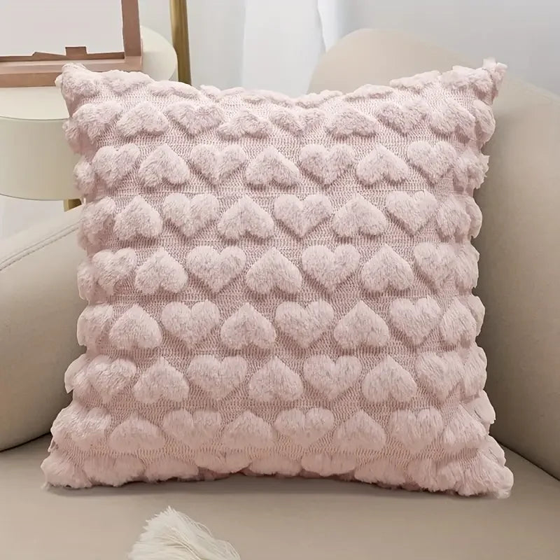 Love Heart Plush Pillow Cover