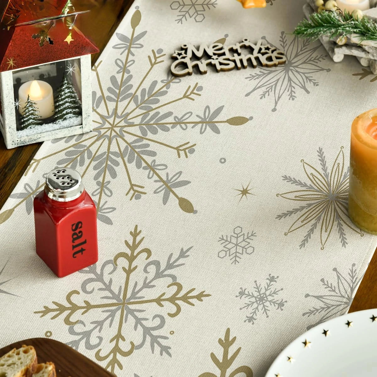 Snowflake Let It Snow Linen Table Runner