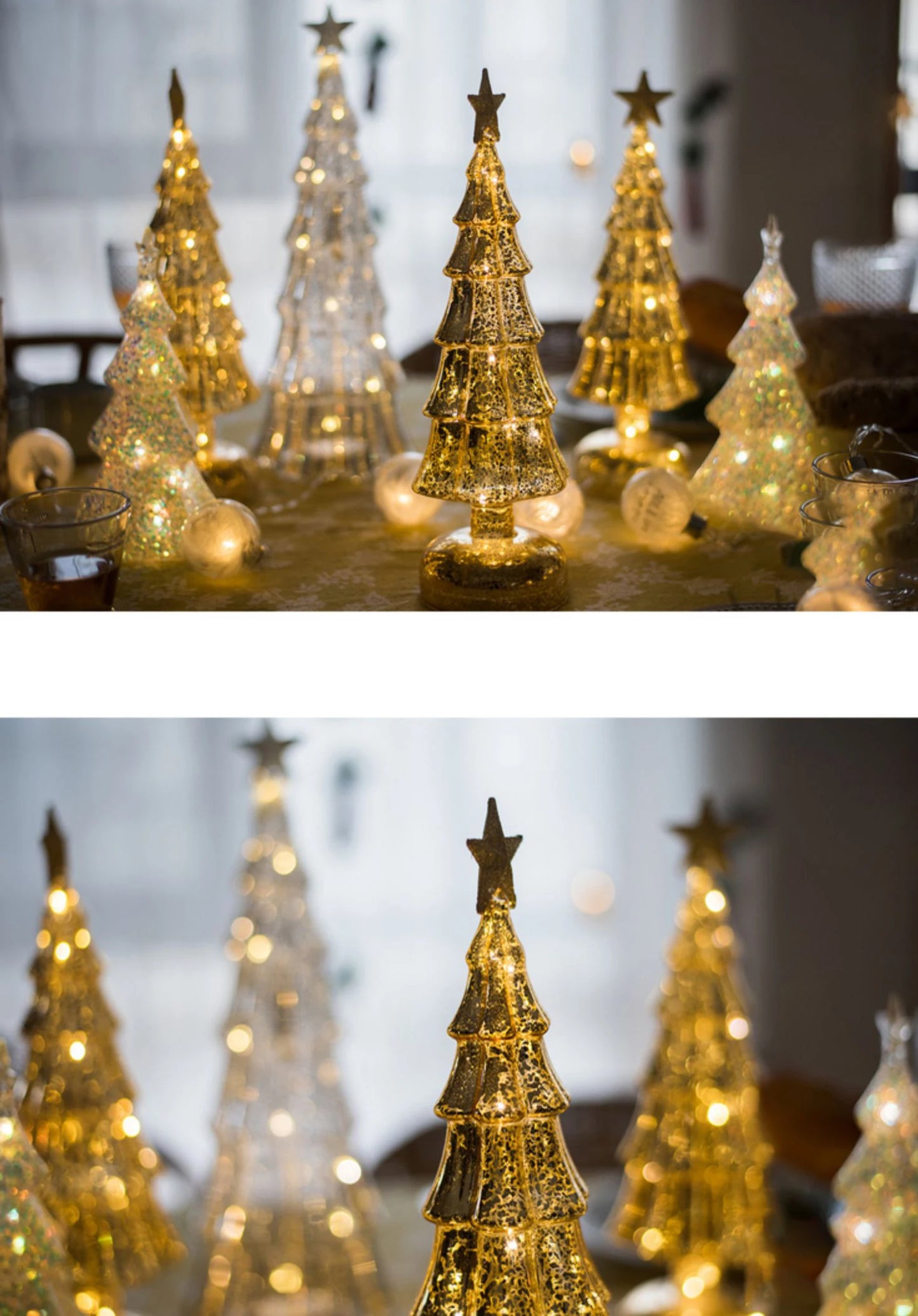 Glass Christmas Tree Lighted Decor