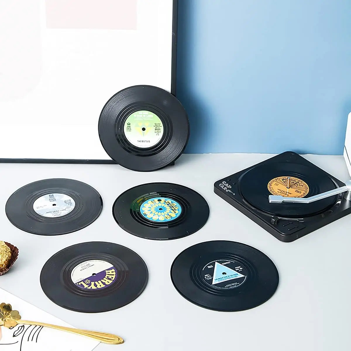 Retro Vinyl Record Coasters