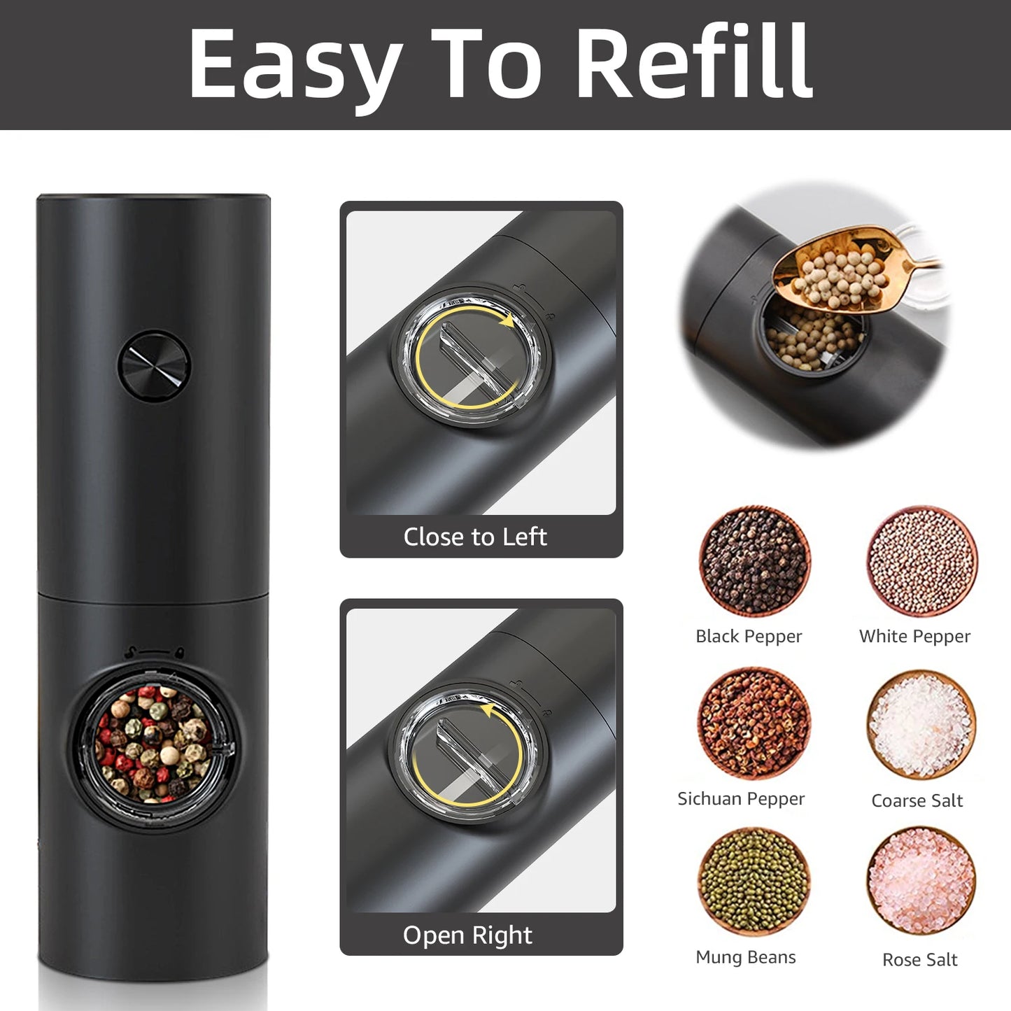 Electric Automatic Pepper Mill And Salt Grinder