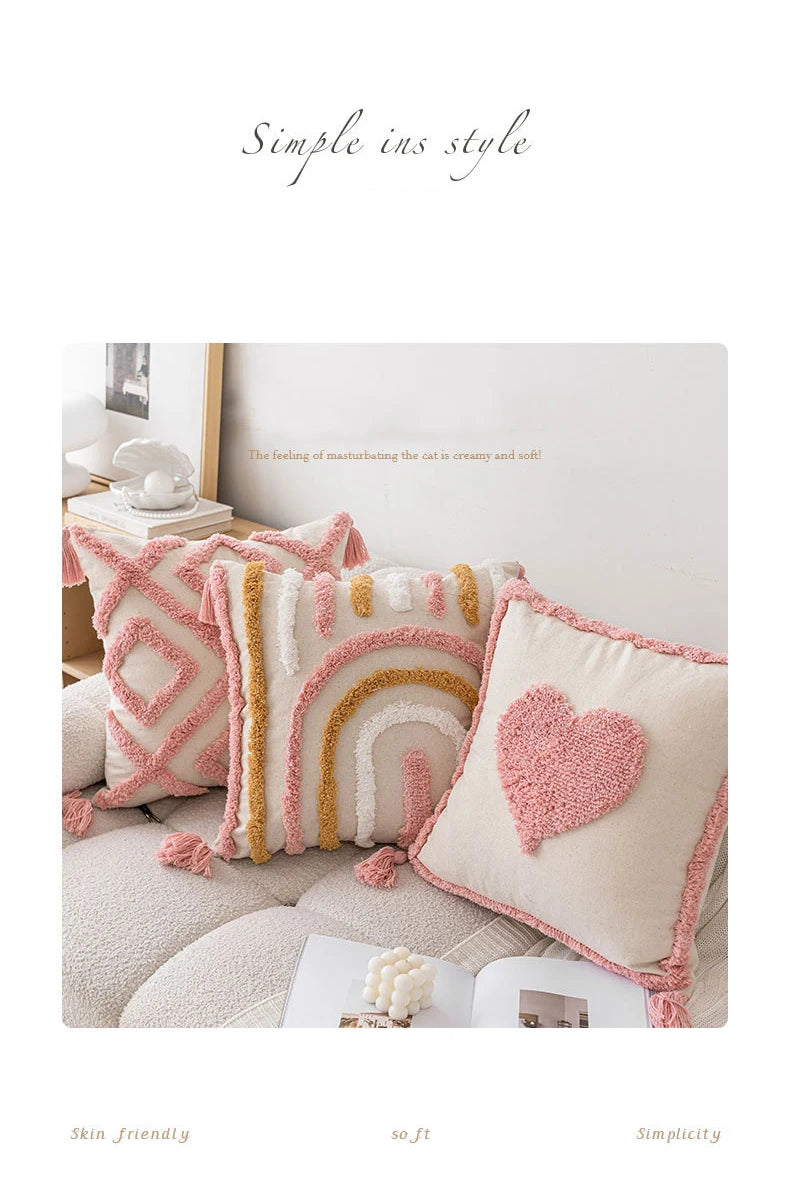 Nordic Pink Valentine's Day Pillow Cover