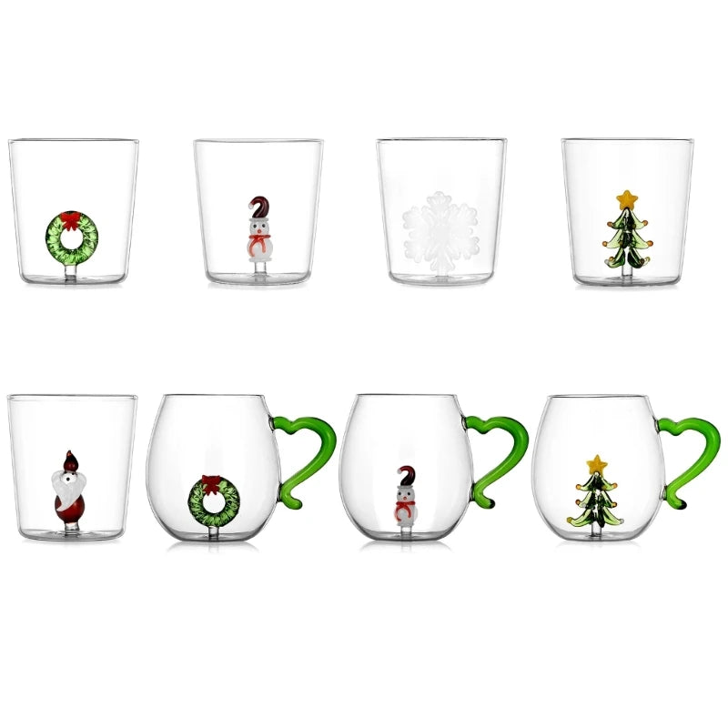 3D Christmas Festive Glass Cup