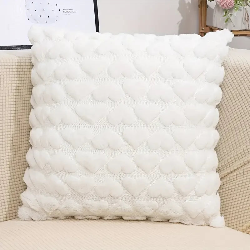 Love Heart Plush Pillow Cover