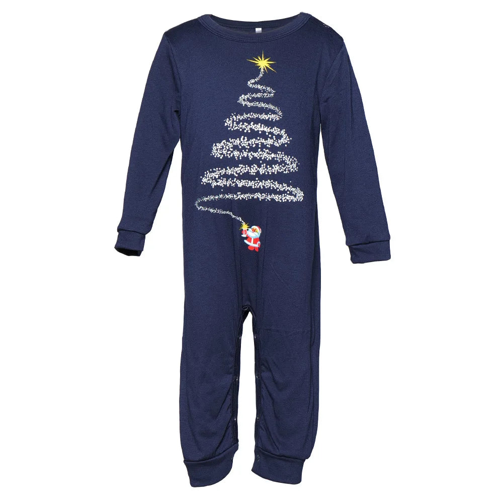 Red or Navy and White Christmas Tree Family Pajama Set