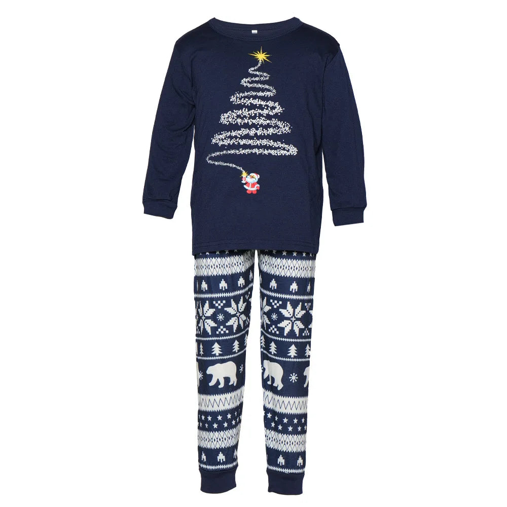 Red or Navy and White Christmas Tree Family Pajama Set