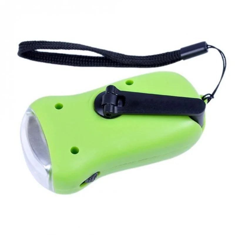 Mini Solar Power LED Hand Pressing Crank Dynamo Flashlight