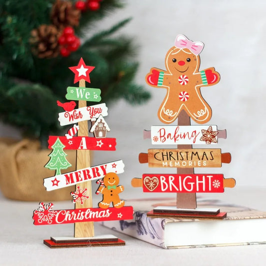 Gingerbread Man Christmas Tree Wooden Sign