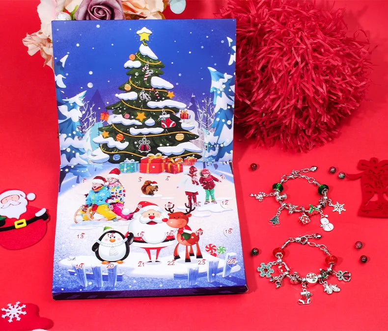 Christmas Advent Calendar- Snowman and Santa Claus Bracelet