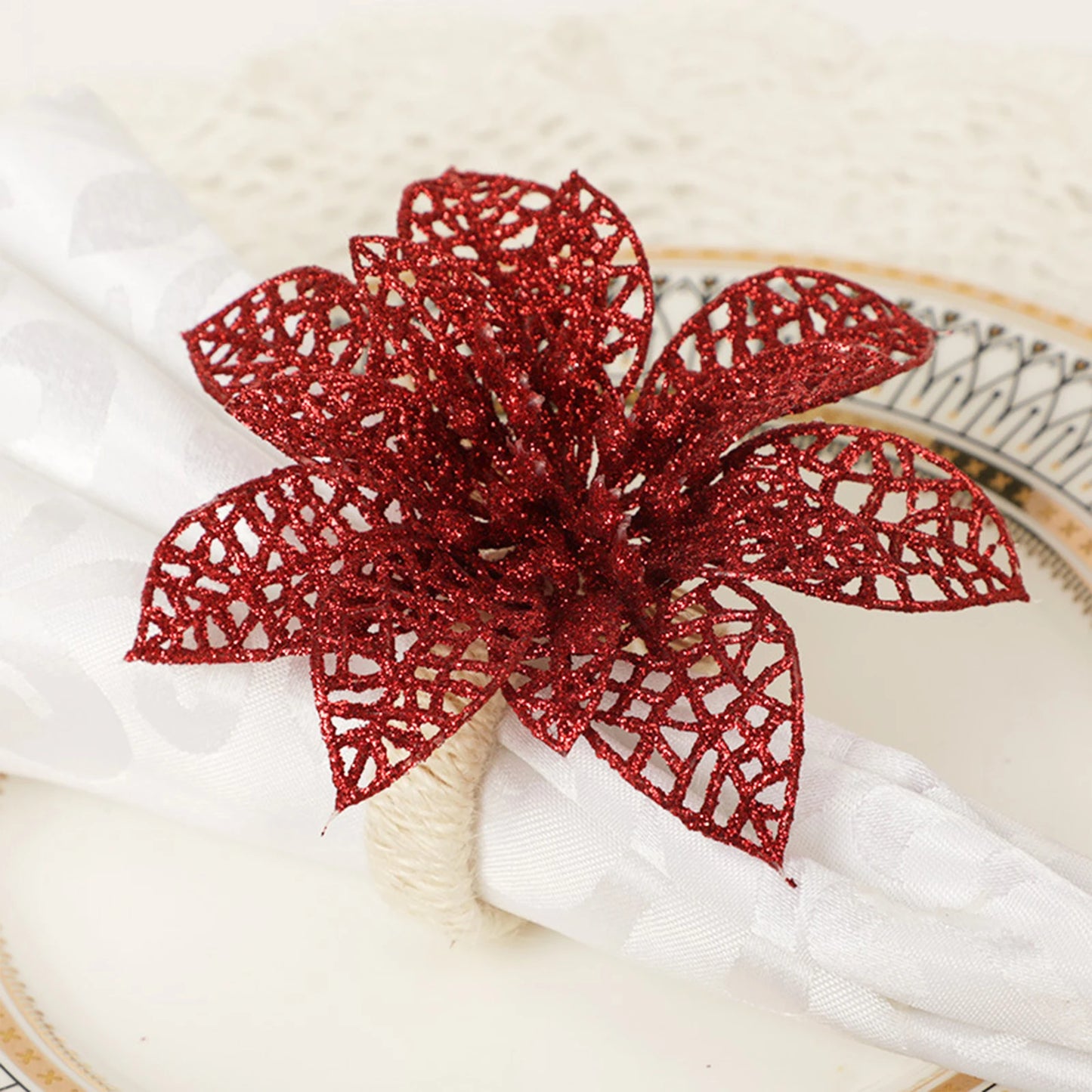 Napkin Rings- Christmas Holly Berries & Pinecones