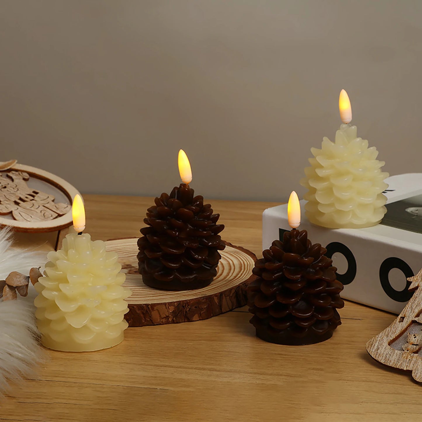 LED Flameless Pinecone Candle