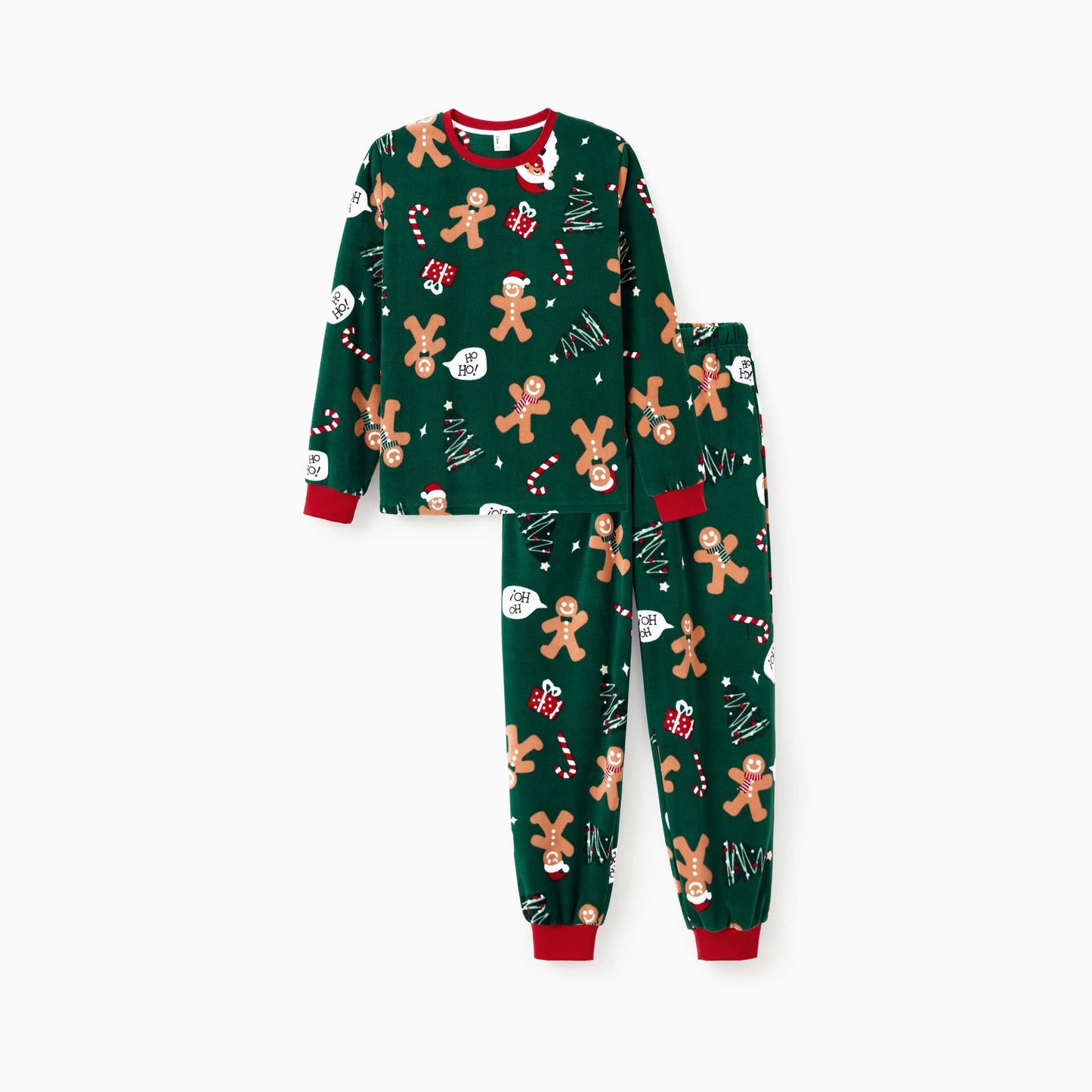 Green Gingerbread Family Christmas Pajama Set