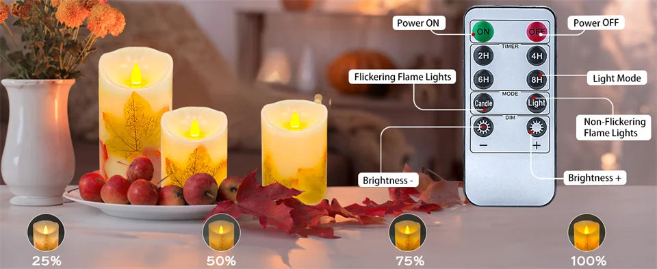 Autumn Flickering Flameless Candles