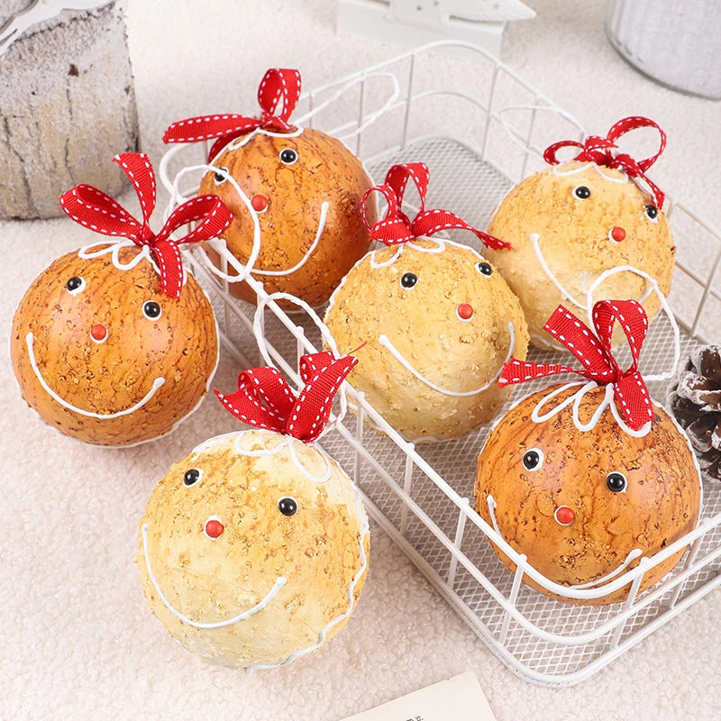 Gingerbread Man Christmas Ball Ornament Set of 6