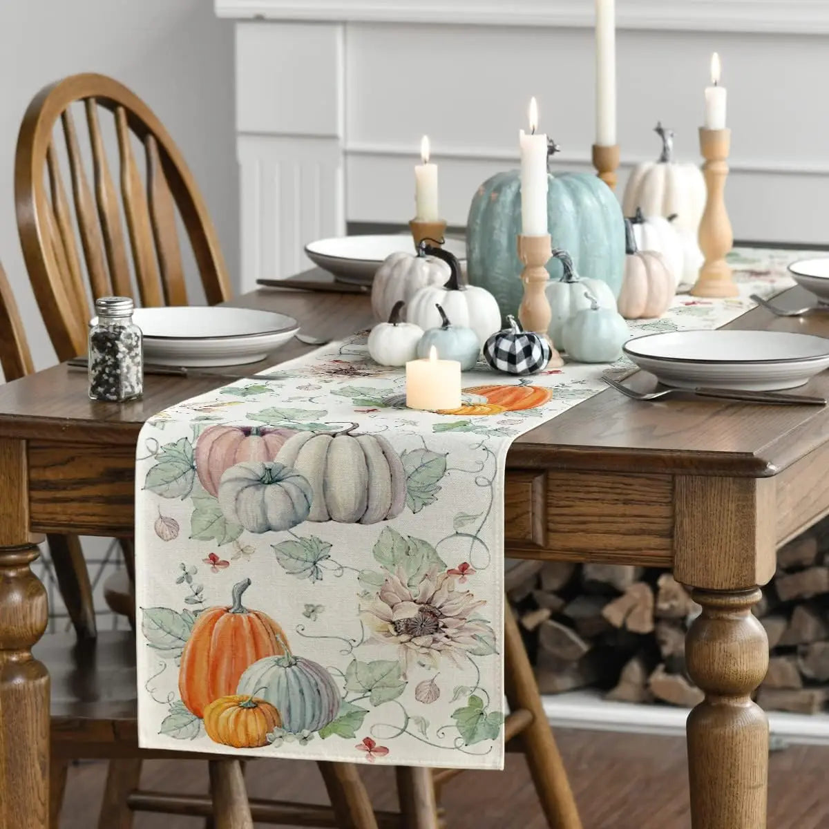 Table Runner- Pumpkins & Flowers