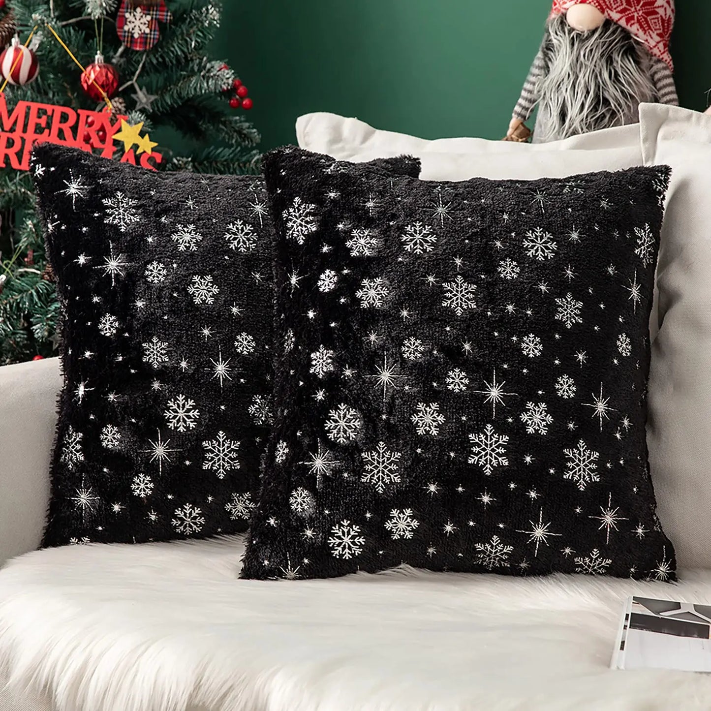 Plush Snowflake Pillow Cover