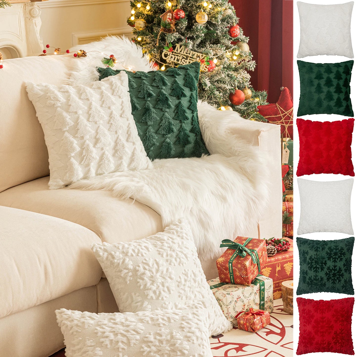 Christmas Tree or Snowflake Pillow Covers- set of 2