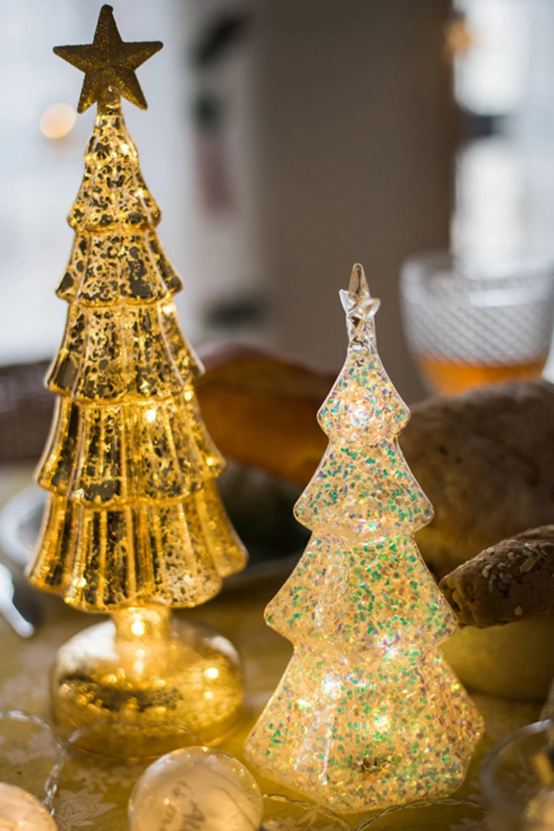 Glass Christmas Tree Lighted Decor