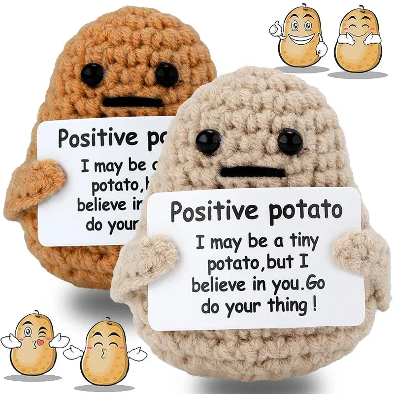 Potato Hug Positive Energy Pocket Mini Handmade Plush Wool Knitting Doll